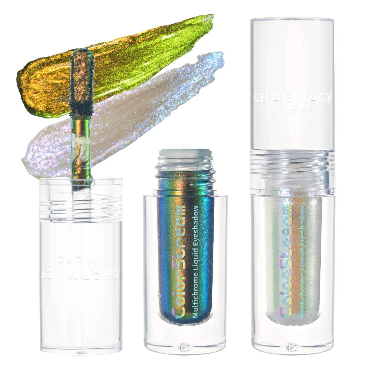 CHARMACY 2pcs/set Multichrome Eyeshadow Liquid 1.5ml Waterproof Longstay Glitter Eye Shadow High Gloss Christmas Holiday Makeup - KIMLUD