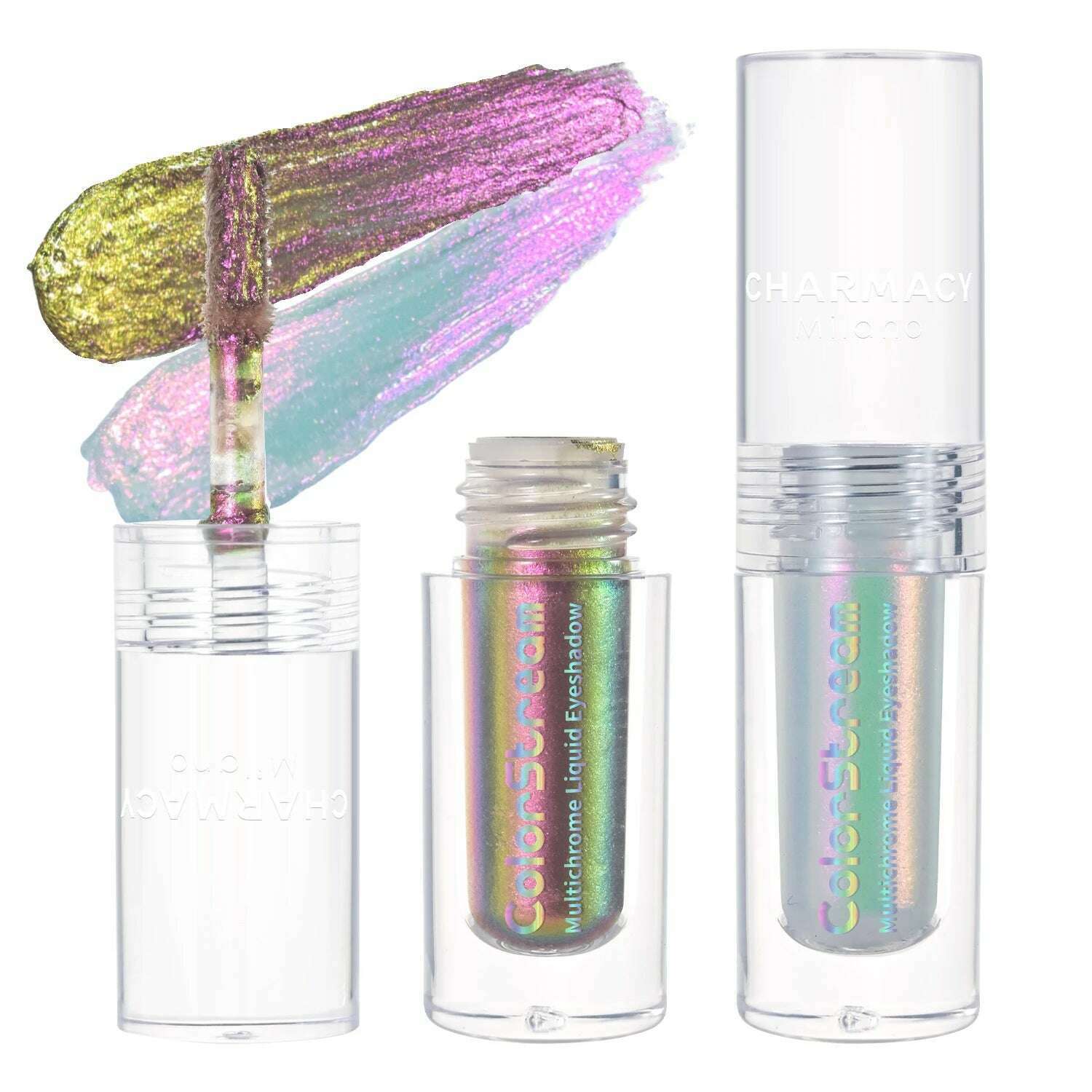 CHARMACY 2pcs/set Multichrome Eyeshadow Liquid 1.5ml Waterproof Longstay Glitter Eye Shadow High Gloss Christmas Holiday Makeup - KIMLUD
