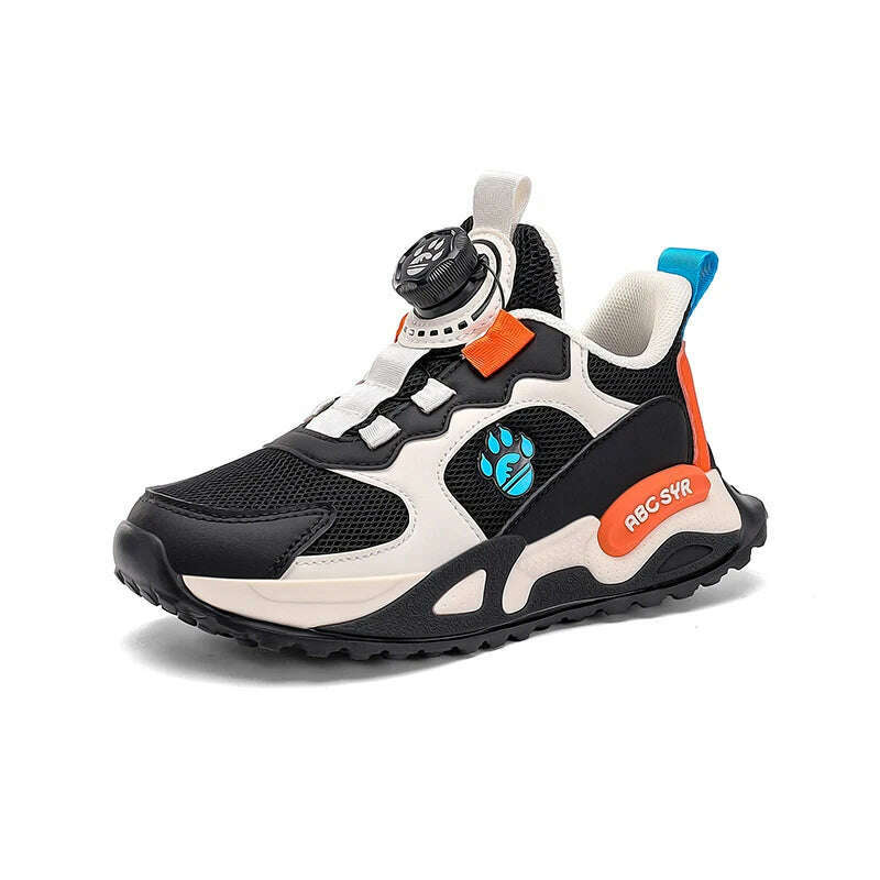 KIMLUD, Children's Sports Shoes New Double Mesh Cushioning Casual Running Shoes Outdoor Anti Slip Fashionable Walking Shoes for Kids, black orange / EU30, KIMLUD APPAREL - Womens Clothes