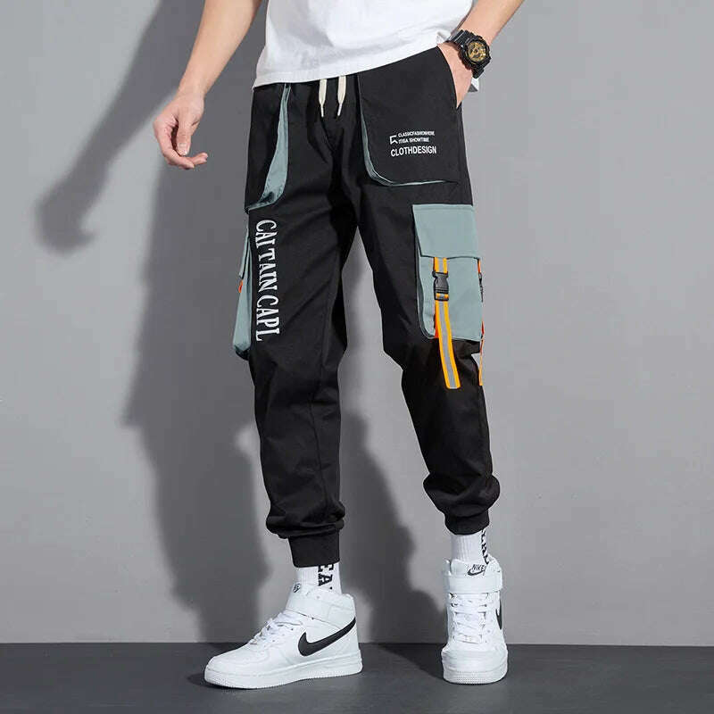 Classic Streetwear Casual Men Ribbons Harem Jogging Pants Male Slim Fit Spring Cargo Pants Multi-Pockets Women Trousers Jo - KIMLUD