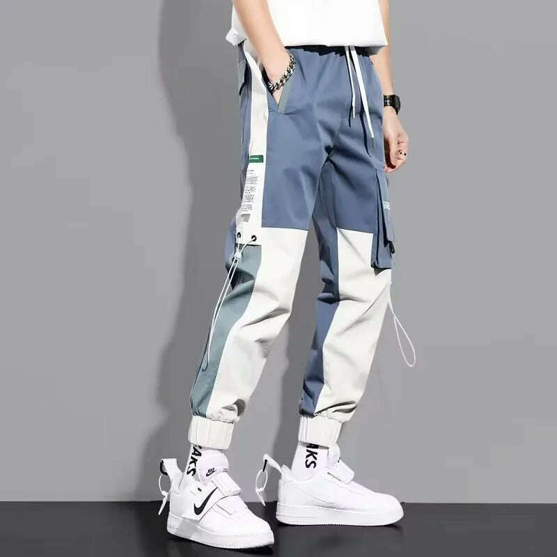 Classic Streetwear Casual Men Ribbons Harem Jogging Pants Male Slim Fit Spring Cargo Pants Multi-Pockets Women Trousers Jo - KIMLUD