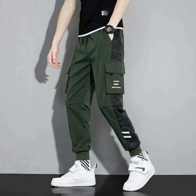 Classic Streetwear Casual Men Ribbons Harem Jogging Pants Male Slim Fit Spring Cargo Pants Multi-Pockets Women Trousers Jo - KIMLUD