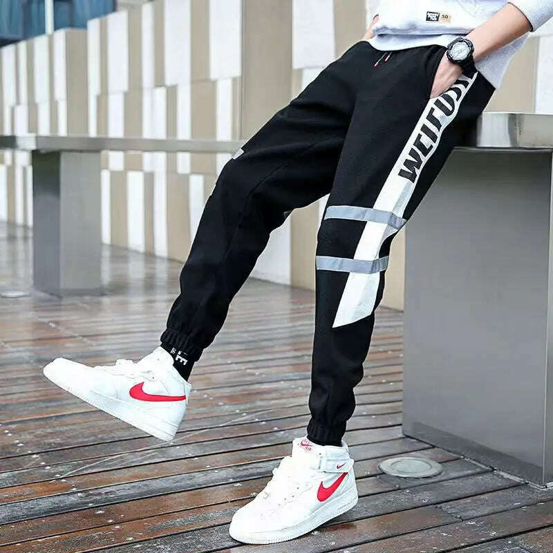 Classic Streetwear Casual Men Ribbons Harem Jogging Pants Male Slim Fit Spring Cargo Pants Multi-Pockets Women Trousers Jo - KIMLUD