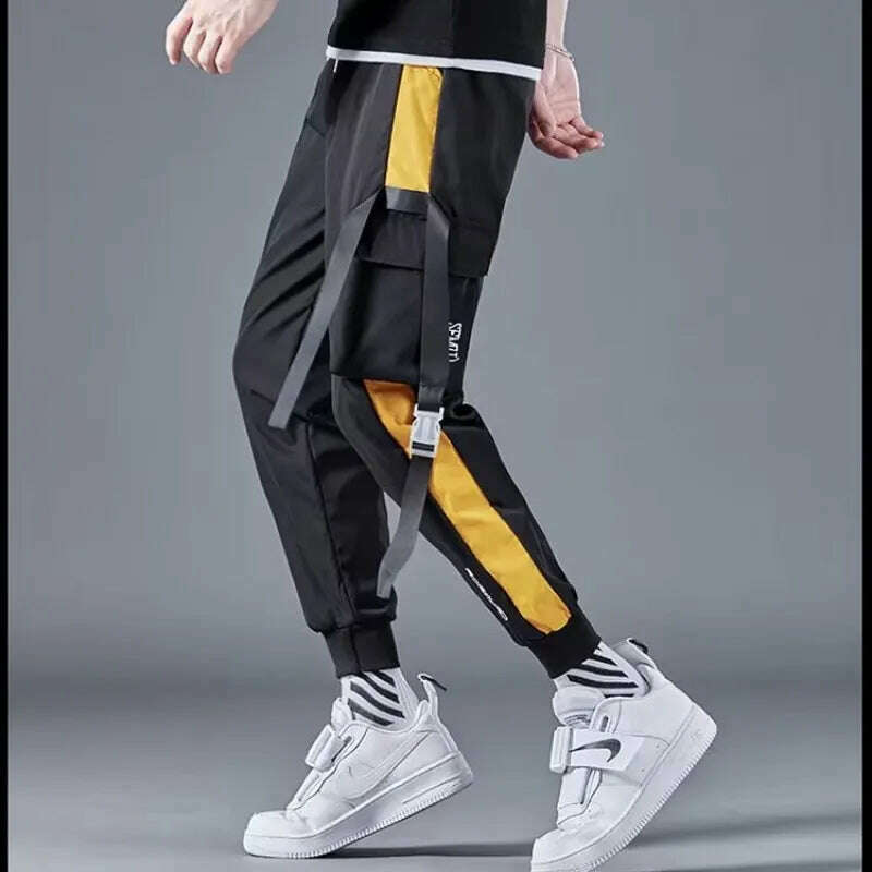 Classic Streetwear Casual Men Ribbons Harem Jogging Pants Male Slim Fit Spring Cargo Pants Multi-Pockets Women Trousers Jo - KIMLUD