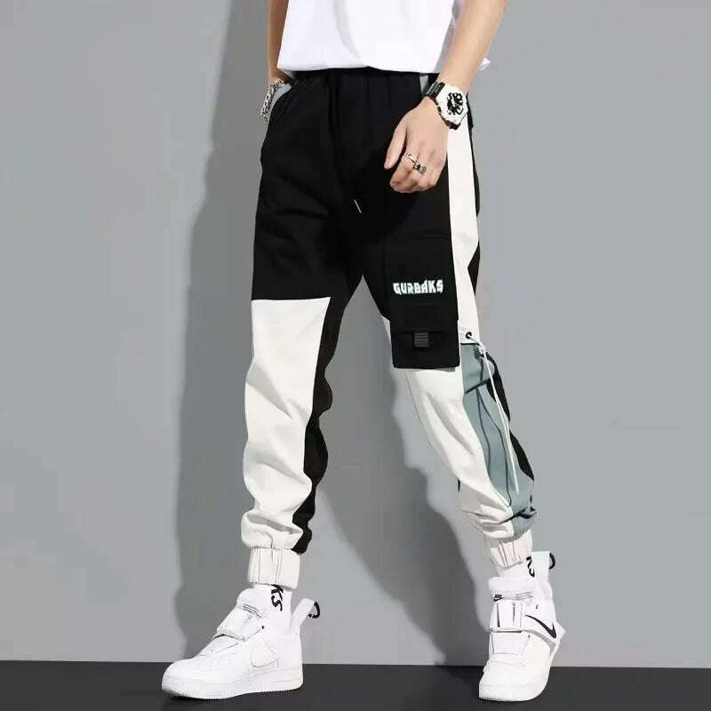 Classic Streetwear Casual Men Ribbons Harem Jogging Pants Male Slim Fit Spring Cargo Pants Multi-Pockets Women Trousers Jo - KIMLUD