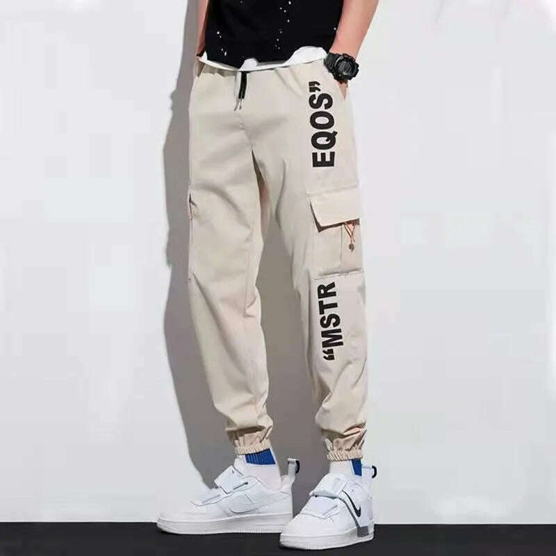 Classic Streetwear Casual Men Ribbons Harem Jogging Pants Male Slim Fit Spring Cargo Pants Multi-Pockets Women Trousers Jo - KIMLUD