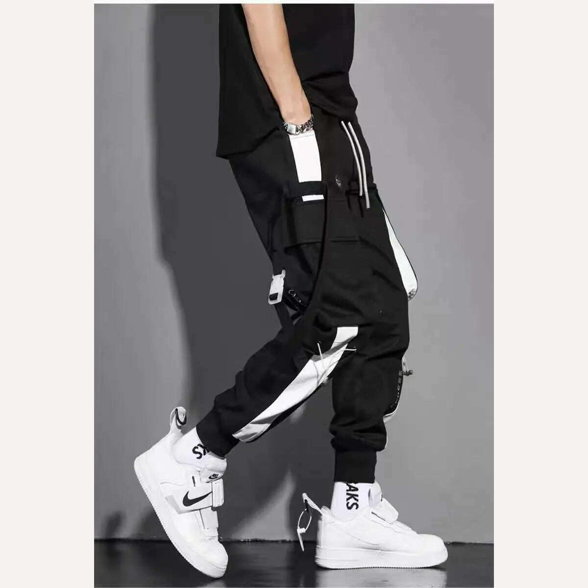 Classic Streetwear Casual Men Ribbons Harem Jogging Pants Male Slim Fit Spring Cargo Pants Multi-Pockets Women Trousers Jo - KIMLUD