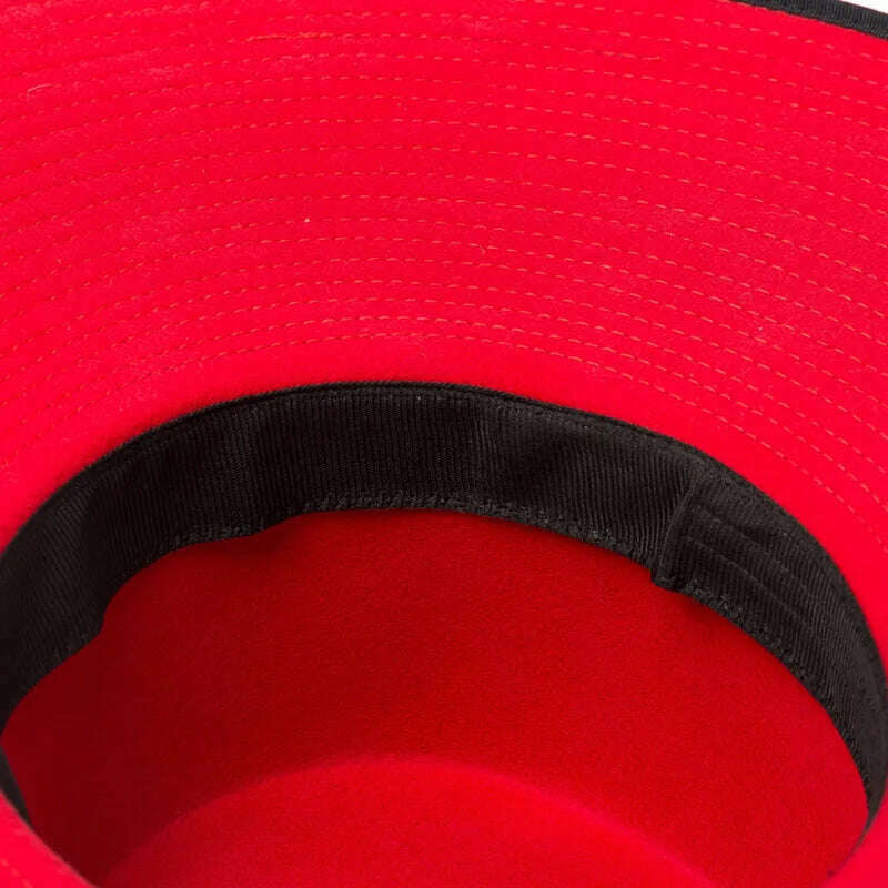 Classical Unisex Wide Brim Splice Two Tone Wool Fedora Winter Warm Wide Brim Women Hats Red Black Ladies Church Derby Dress Hat - KIMLUD