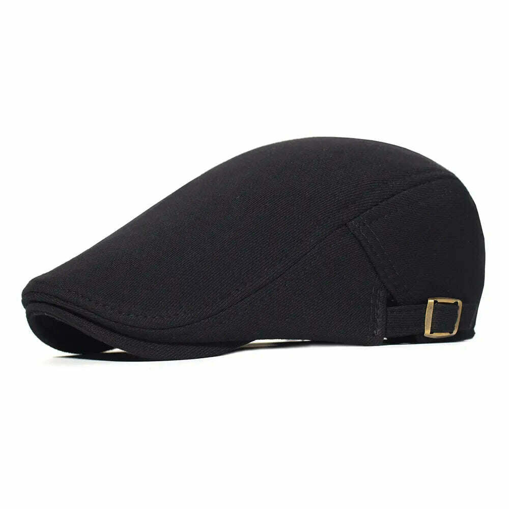 Cotton Adjustable Newsboy Caps Men Woman Casual Beret Flat Ivy Cap Soft Solid Color Driving Cabbie Hat Unisex Black Gray Hats - KIMLUD