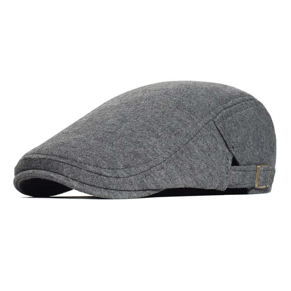Cotton Adjustable Newsboy Caps Men Woman Casual Beret Flat Ivy Cap Soft Solid Color Driving Cabbie Hat Unisex Black Gray Hats - KIMLUD