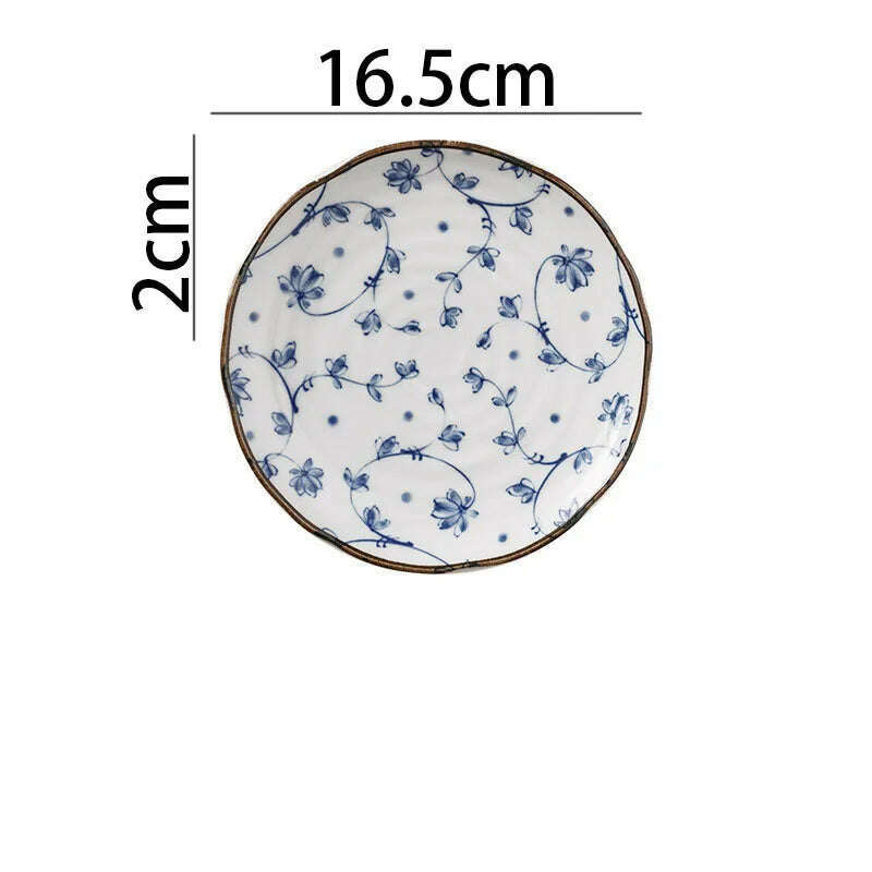 KIMLUD, Creative Ceramic Plate Blue and White Porcelain Desktop Fruit Salad Dish Hotel Dinner Set Plates and Dishes Kitchen Cutlery, C-plate-meidum, KIMLUD Womens Clothes