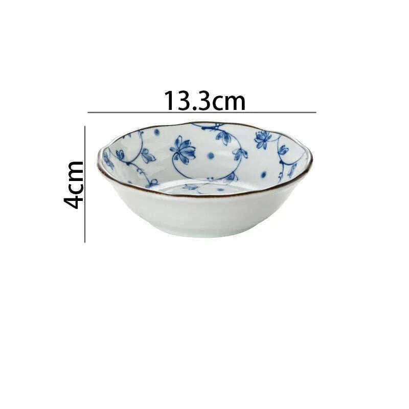 KIMLUD, Creative Ceramic Plate Blue and White Porcelain Desktop Fruit Salad Dish Hotel Dinner Set Plates and Dishes Kitchen Cutlery, B-bowl-13.3x4cm, KIMLUD Womens Clothes