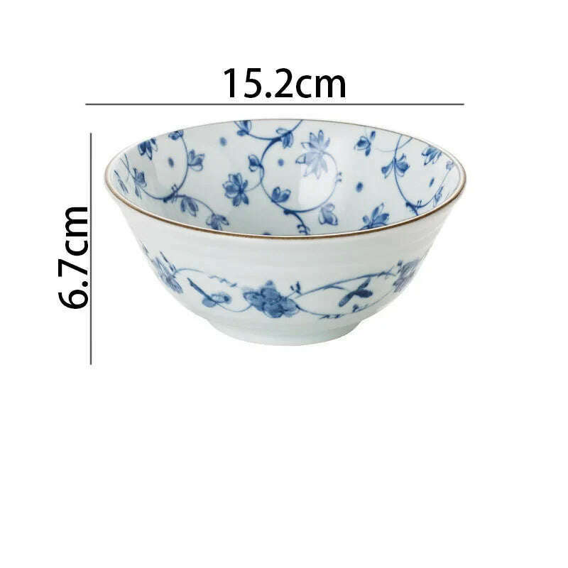 KIMLUD, Creative Ceramic Plate Blue and White Porcelain Desktop Fruit Salad Dish Hotel Dinner Set Plates and Dishes Kitchen Cutlery, A-bowl-15.2x6.7cm, KIMLUD Womens Clothes