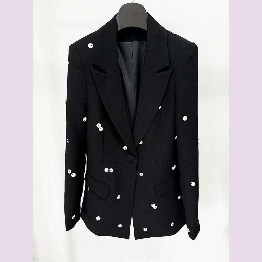 DEAT Fashion Women 2 Pcs Set Blazer Contrast Color Sequin Decorate Slim Hip Wrapping Fishtail Skirt Suit Autumn 2024 New 7AB4672 - KIMLUD