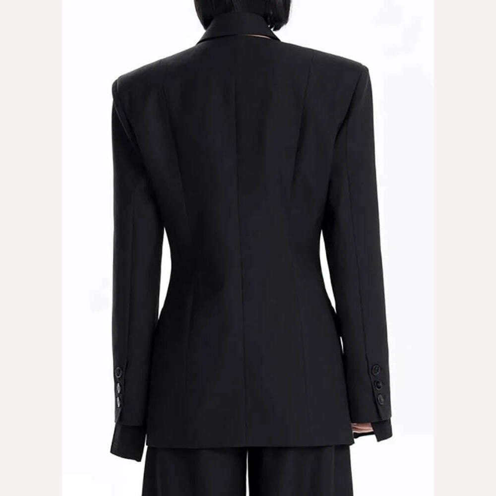 DEAT Fashion Women's Blazer Deconstruction Cross Necked Double Breasted Wait Long Sleeve Suit Jackets Autumn 2024 New 7AB1277 - KIMLUD