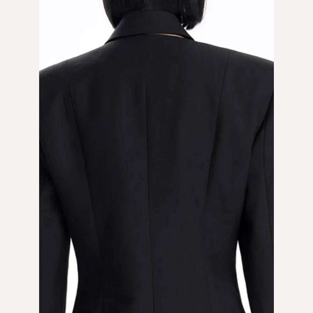 DEAT Fashion Women's Blazer Deconstruction Cross Necked Double Breasted Wait Long Sleeve Suit Jackets Autumn 2024 New 7AB1277 - KIMLUD