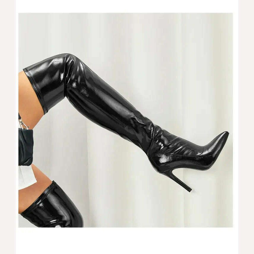 Eilyken Sexy Stiletto High Heels Women Over-the-Knee Boots Pointed Toe Strippers Ladies Shoes Pole Dancing Long Botas De Mujer - KIMLUD