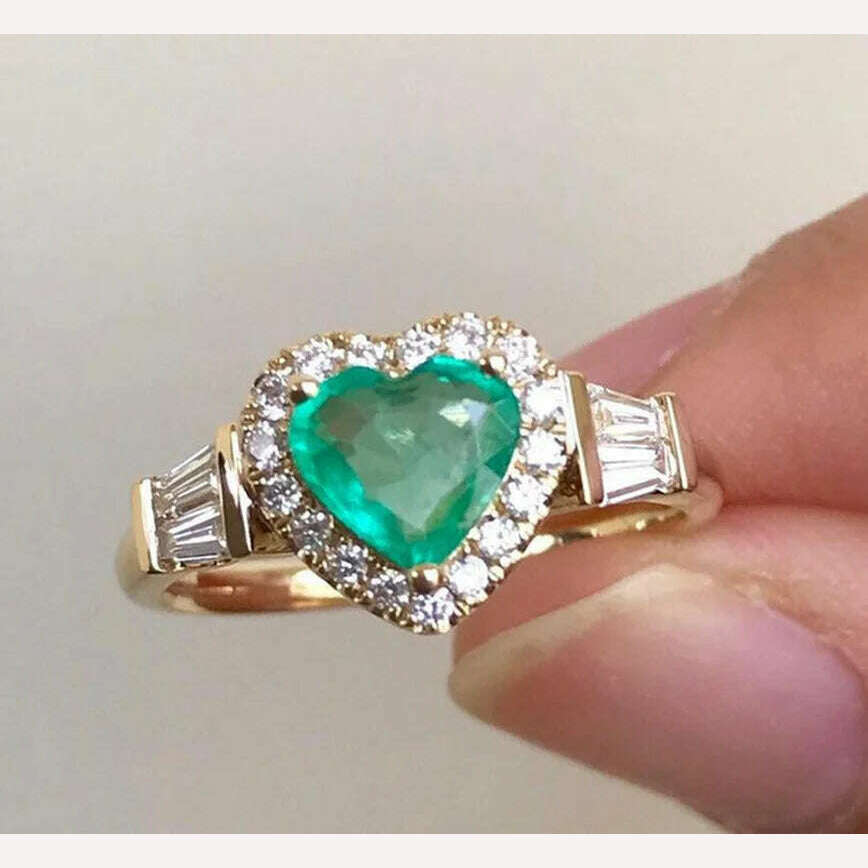 Elegant Noble Gold Color Heart Ring for Women Fashion Inlaid White Zircon Stones Wedding Rings Bride Engagement Jewelry - KIMLUD