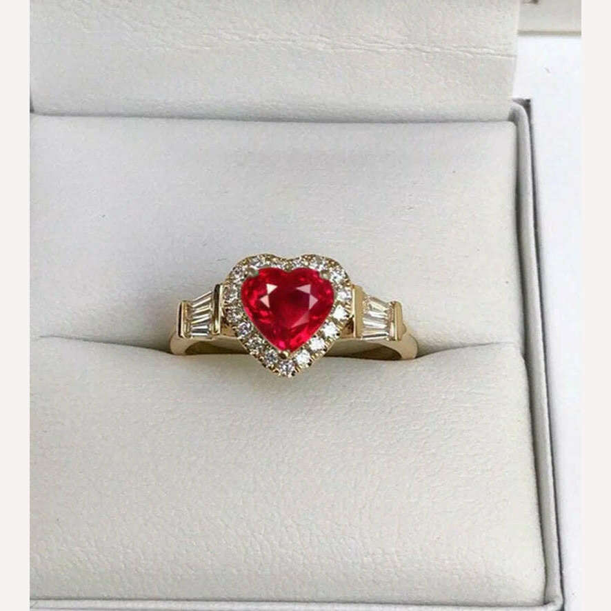 Elegant Noble Gold Color Heart Ring for Women Fashion Inlaid White Zircon Stones Wedding Rings Bride Engagement Jewelry - KIMLUD