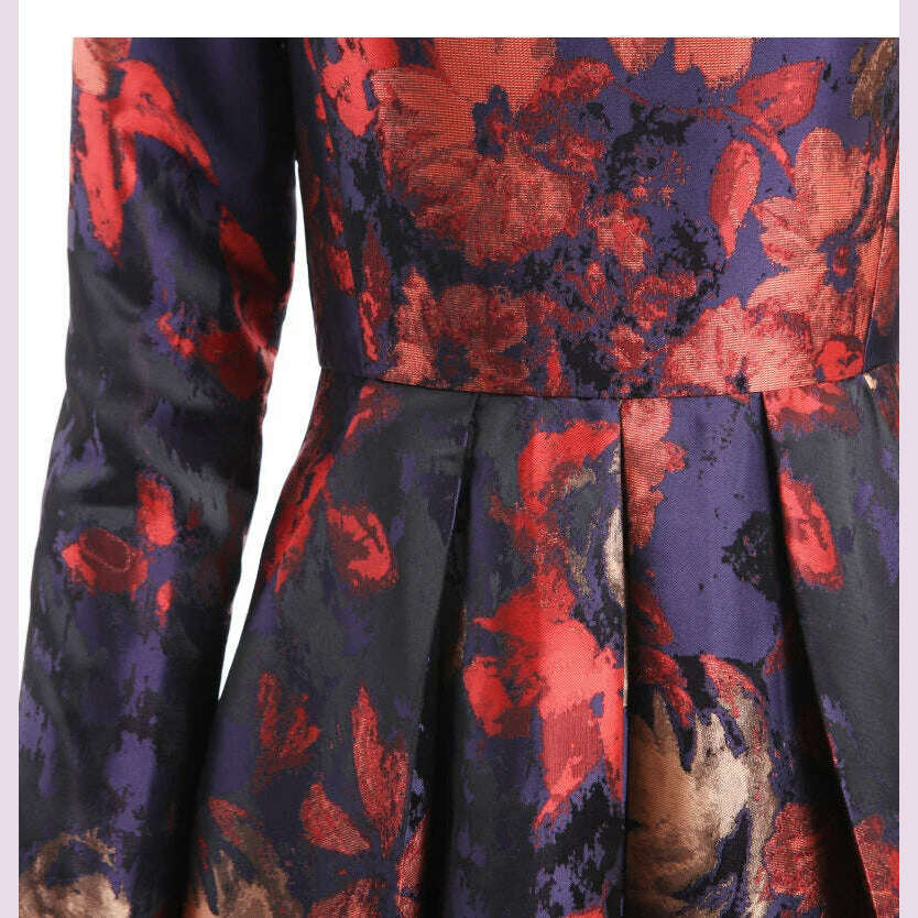 KIMLUD, Elegant Women Long Sleeve Maxi Dress Fall Fashion Boho Floral Jacquard Muslim Dress Ladies Vintage Party Clothes, KIMLUD Womens Clothes