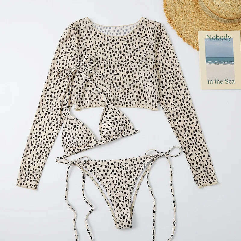 Ellolace Leopard Women's Swimsuit Of 3 Items Halter Micro Bikini Top Separately Print Bathing Suit Brazilian Low Waist Beachwear - KIMLUD
