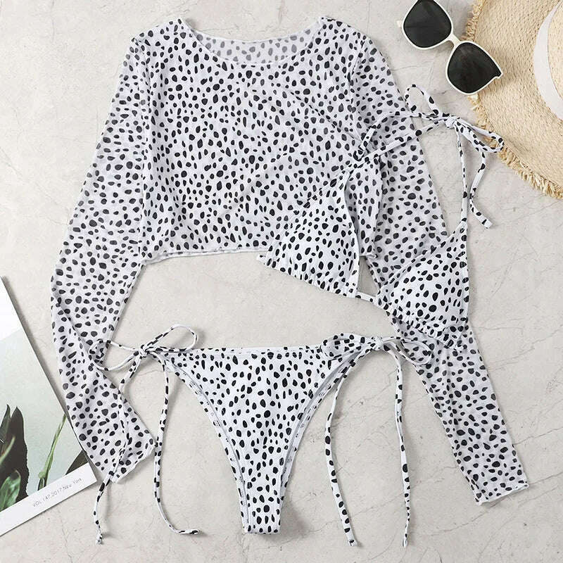 Ellolace Leopard Women's Swimsuit Of 3 Items Halter Micro Bikini Top Separately Print Bathing Suit Brazilian Low Waist Beachwear - KIMLUD