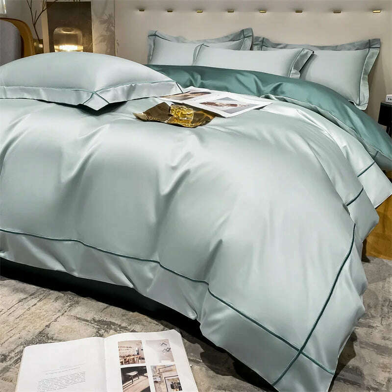 Embroidery Bedding Sets Egyptian Cotton Bed Sheet Set Luxury Duvet Cover Bedsheet Bed Linen Pillowcase 5 Stars Hotel Bedclothes - KIMLUD