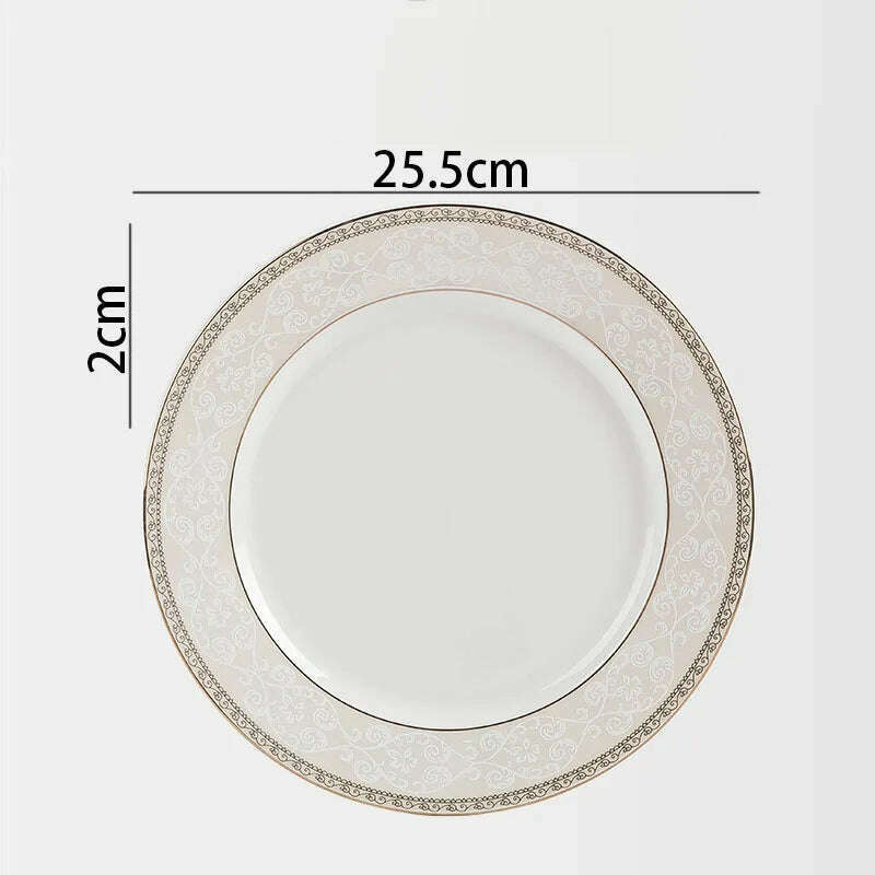 KIMLUD, European Ceramic Plate Set Hand Stroke Western Restaurant Dinner Set Plates and Dishes Court Flower Relief Breakfast Bread Pan, KIMLUD Womens Clothes