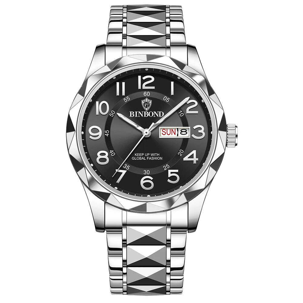 KIMLUD, Fashion Business Watch Men Warterproof Sports Mens Watch Top Brand Luxury Clock Male Quartz Wristwatch Relogio Masculino 2024, Silver black, KIMLUD APPAREL - Womens Clothes