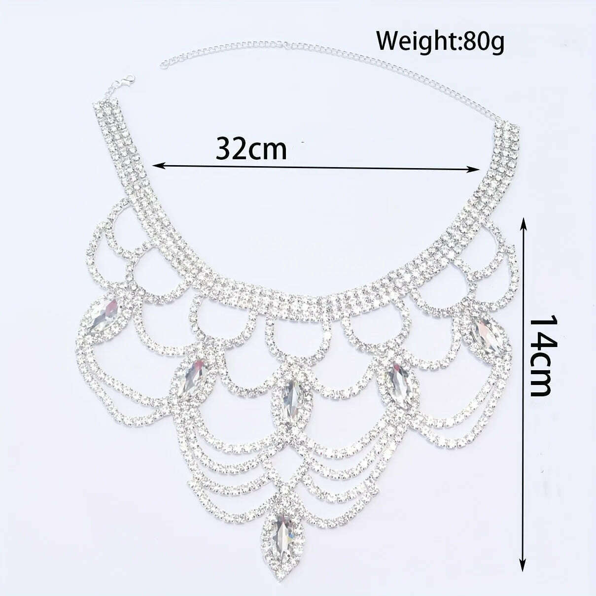 KIMLUD, Fashion Shiny Rhinestone Necklace Jewelry Women's Exquisite Luxury Bridal Wedding Party Jewelry Necklace Wearing Accessories, KIMLUD Womens Clothes