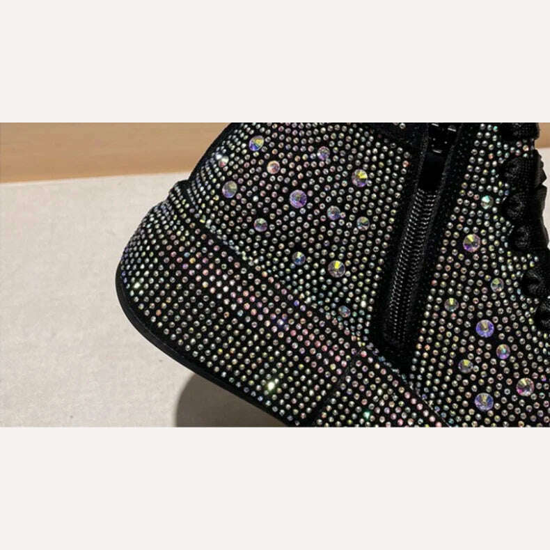 Fashion Sneakers Women Trend 2022 New Spring Autumn Platform Lace Up Rhinestone Women Casual Shoes Fashion Shiny Ladies Shoes - KIMLUD