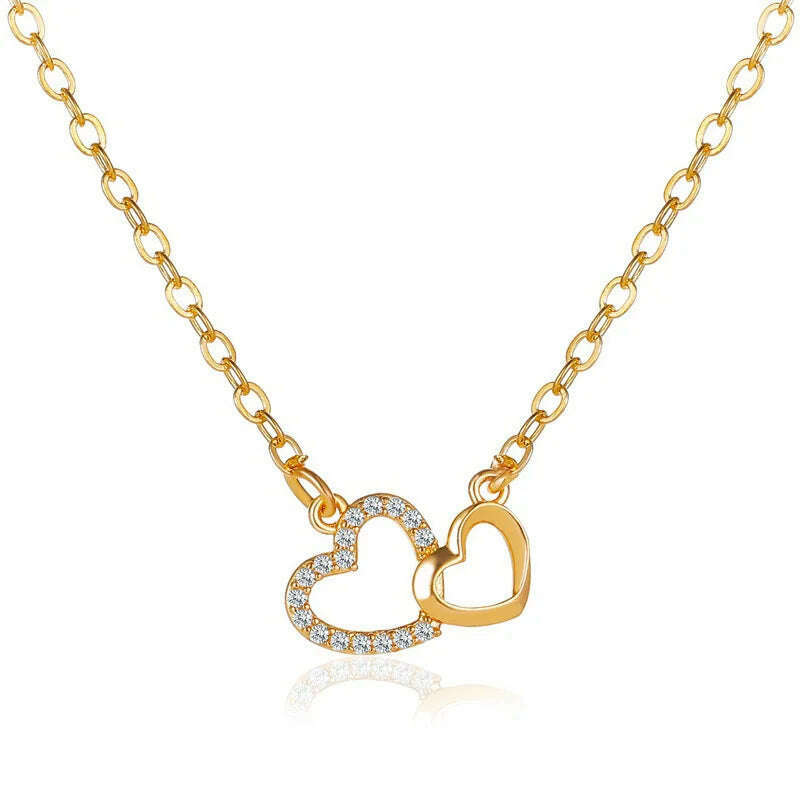 Fashion Tiny Heart Choker Necklace for Women Short Chain Shape Pendant Collares Necklace Ethnic Bohemian Jewelry Kolye Gift - KIMLUD