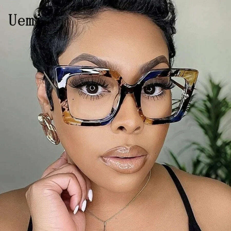Fashion Women Square Blue Light Glasses Oprawki Okularowe Damskie Glass Frame Retro Clear Reading Computer Eyeglasses Unisex - KIMLUD
