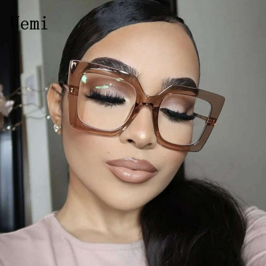 Fashion Women Square Blue Light Glasses Oprawki Okularowe Damskie Glass Frame Retro Clear Reading Computer Eyeglasses Unisex - KIMLUD