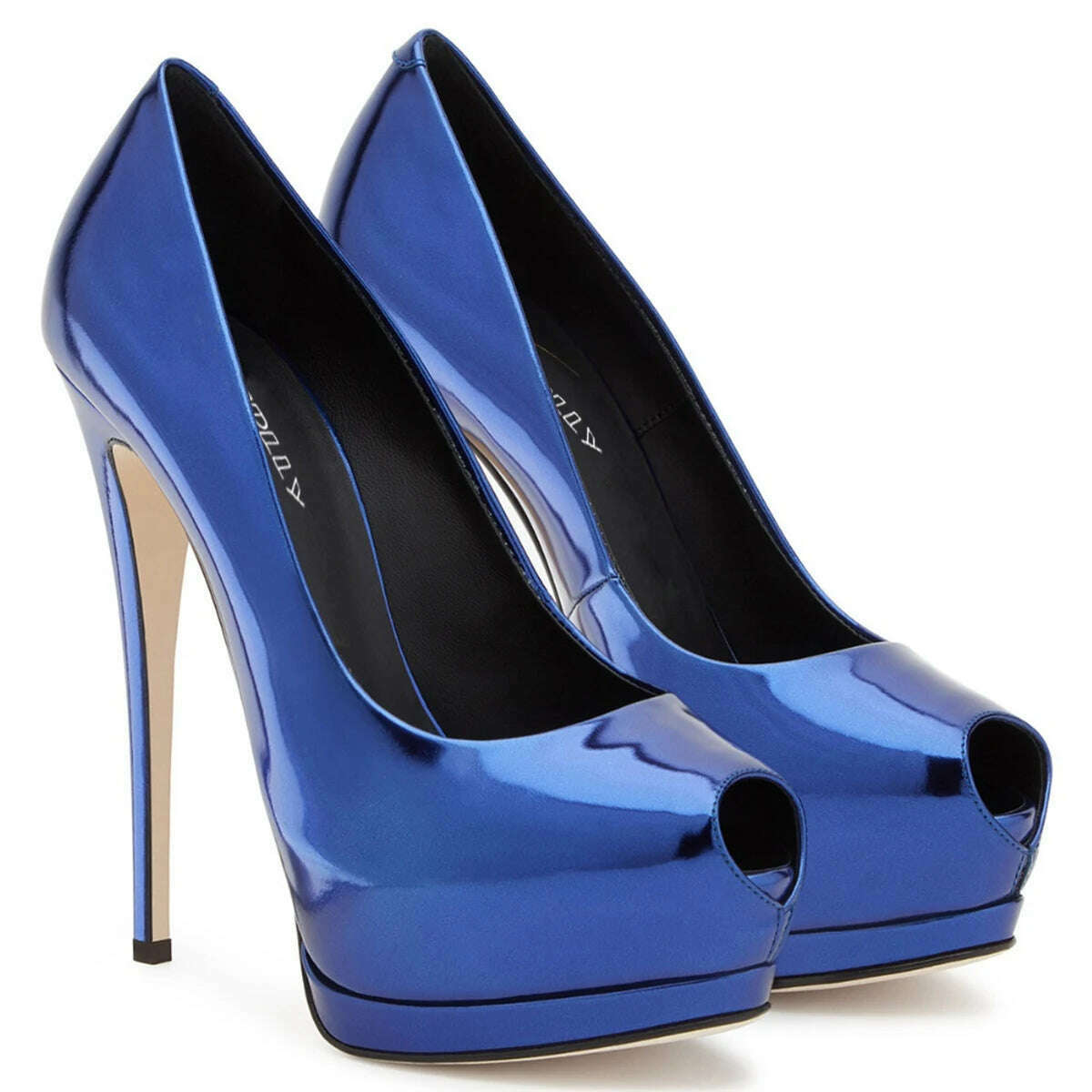 Fashion Women's Peep Toe High Heels Platform Pumps Stilettos Ladies Wedding Party Dress Shoes Blue Black Support Customized - KIMLUD