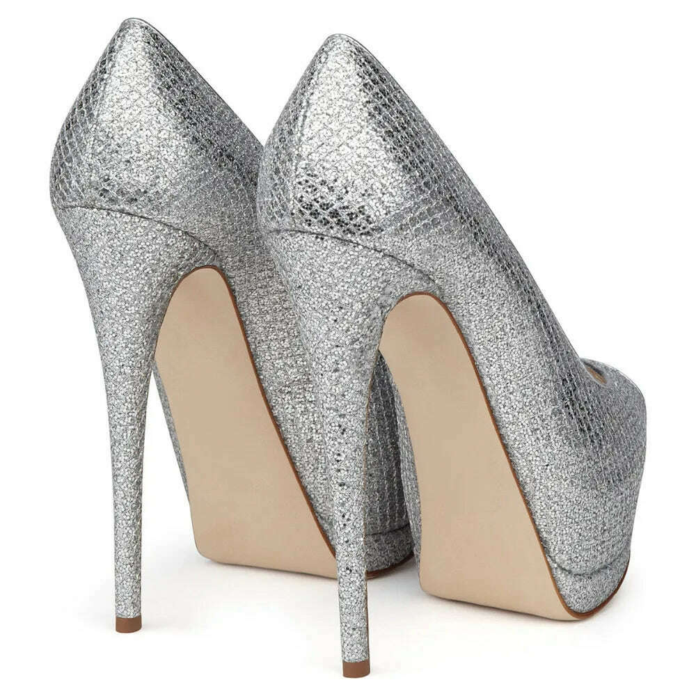 Fashion Women's Peep Toe High Heels Platform Pumps Stilettos Ladies Wedding Party Dress Shoes Blue Black Support Customized - KIMLUD