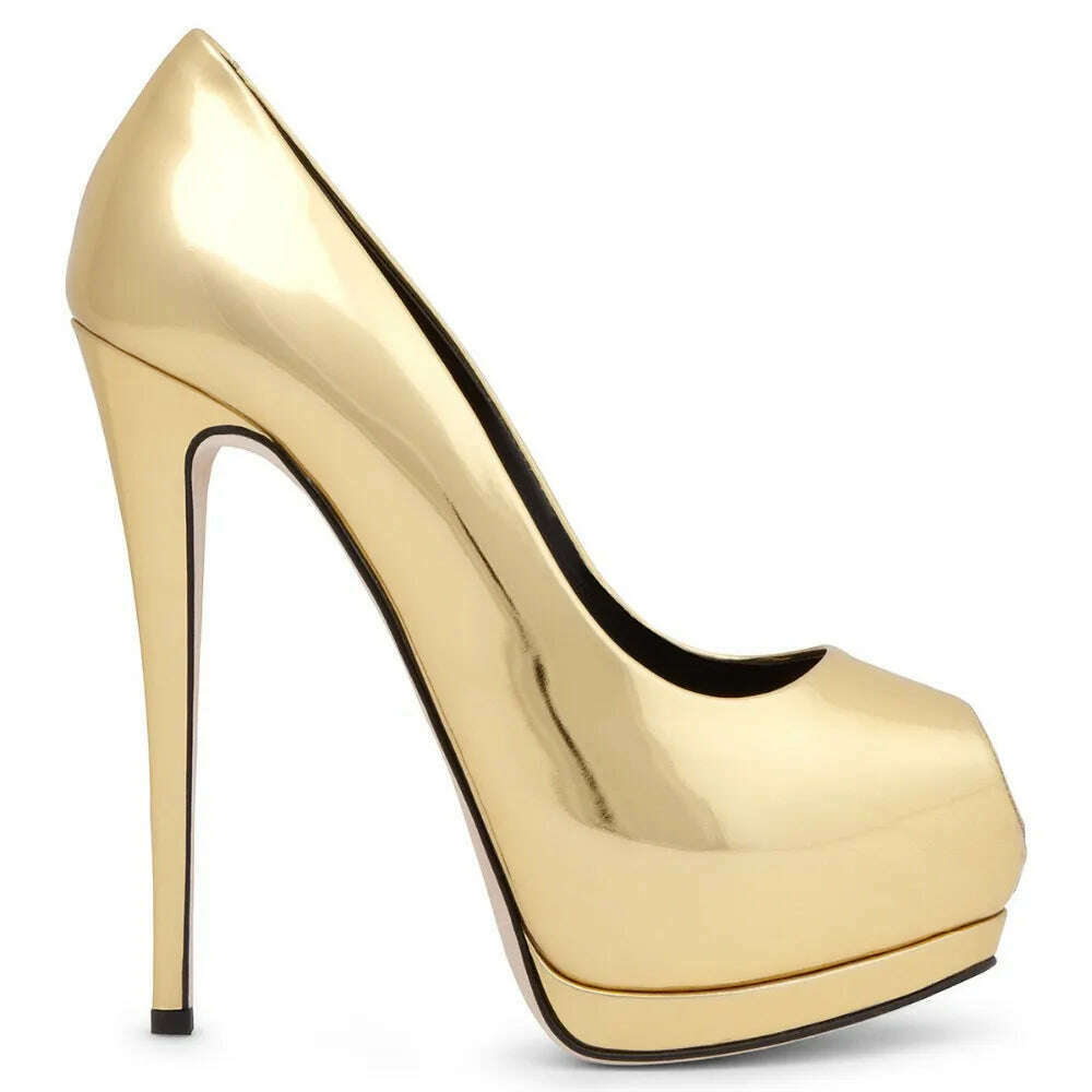 Fashion Women's Peep Toe High Heels Platform Pumps Stilettos Ladies Wedding Party Dress Shoes Blue Black Support Customized - KIMLUD