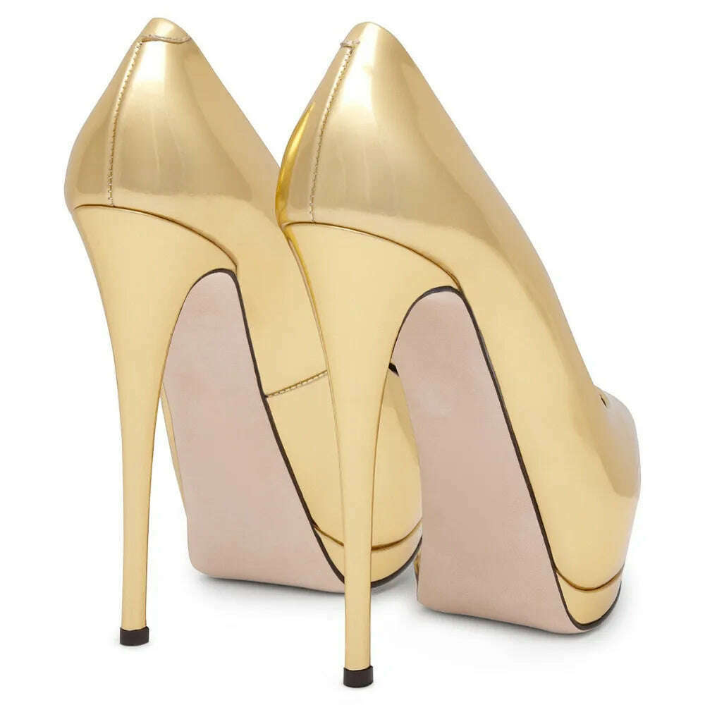 Fashion Women's Peep Toe High Heels Platform Pumps Stilettos Ladies Wedding Party Dress Shoes Blue Black Support Customized - KIMLUD