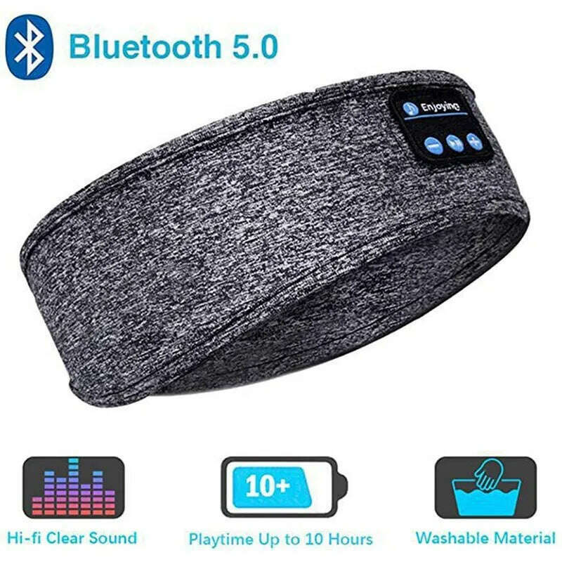 Fone Bluetooth Earphones Sports Sleeping Headband Elastic Wireless Headphones Music Eye Mask Wireless Bluetooth Headset Headband - KIMLUD