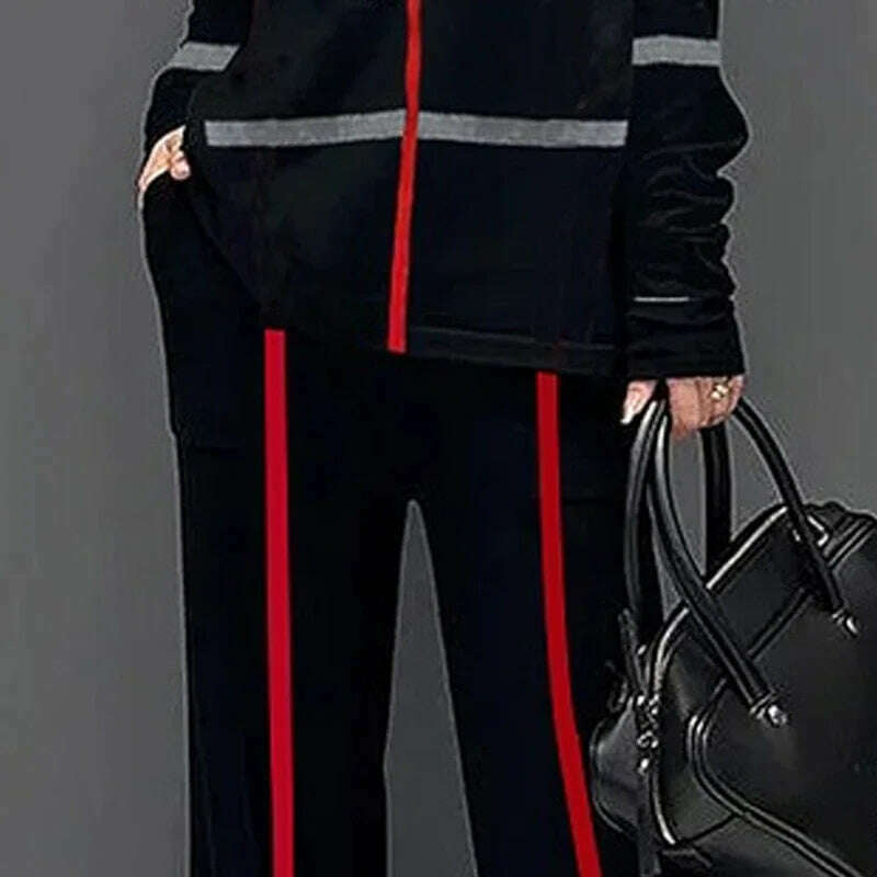 KIMLUD, Freeacy Autumn New Women's Casual Shirts High Neck Long Sleeves Loose Fit Striped Pullovers 2024 Fashion Female T-shirt, KIMLUD Womens Clothes