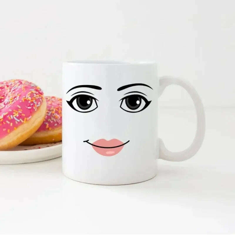 KIMLUD, Game Inspired Man Face Mug Retro Funny Men or Woman Faces Coffee Mug Cute Gamer Birthday Gift Lovers Back To School Mug Decorate, KIMLUD Womens Clothes