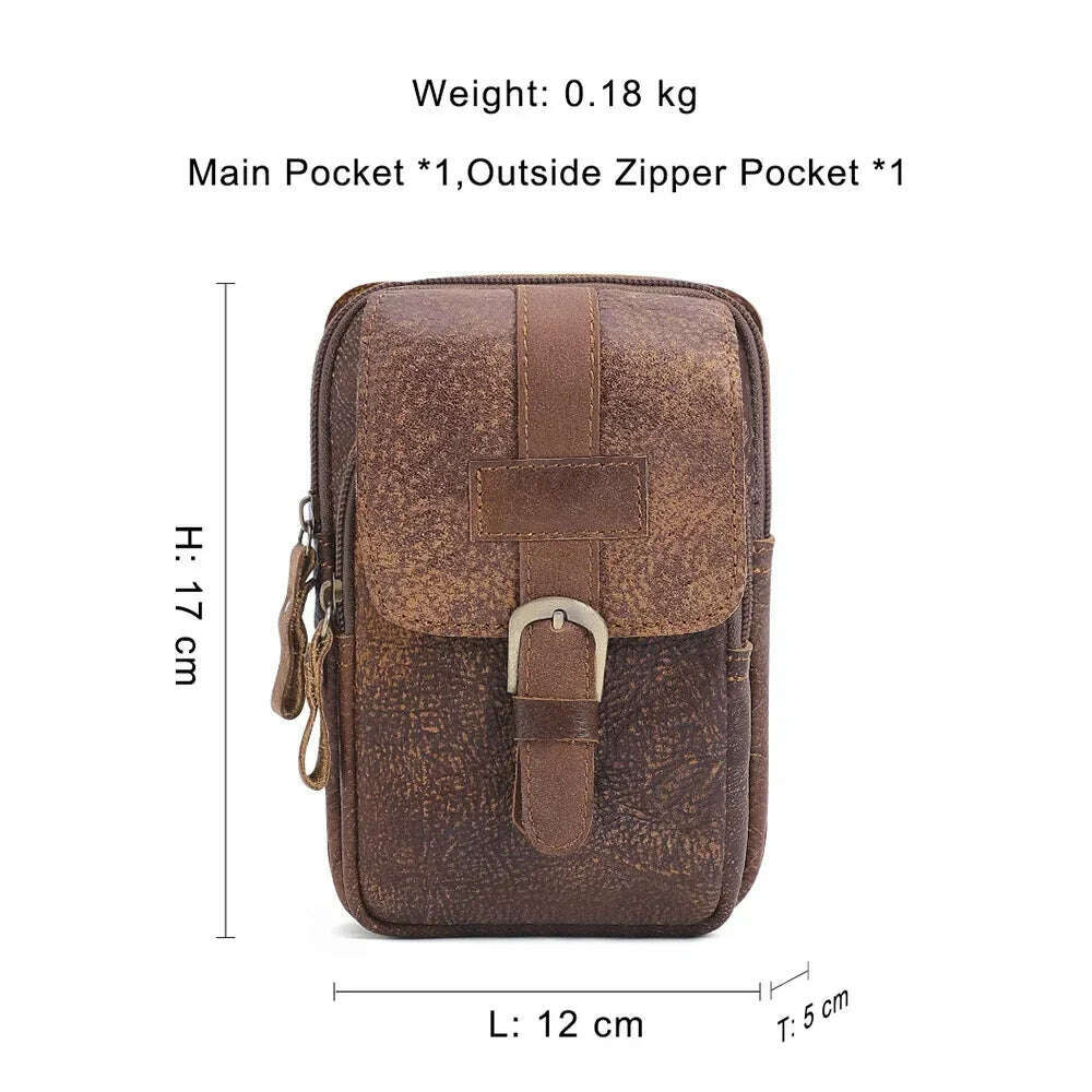 KIMLUD, Genuine Leathe Waist Packs Men Waist Bags Travel Fanny Pack with Cell Phone Pouch Waist Casual Multifunction Belt Bag, KIMLUD Womens Clothes