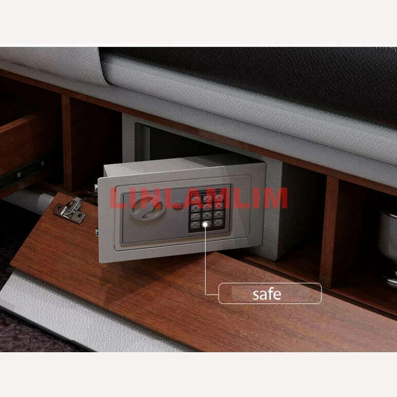 Genuine Leather Bed Multifunctional Beds Ultimate Massage Camas with Bluetooth,Speaker,Safe,Air Cleaner, Projector,Drawers - KIMLUD