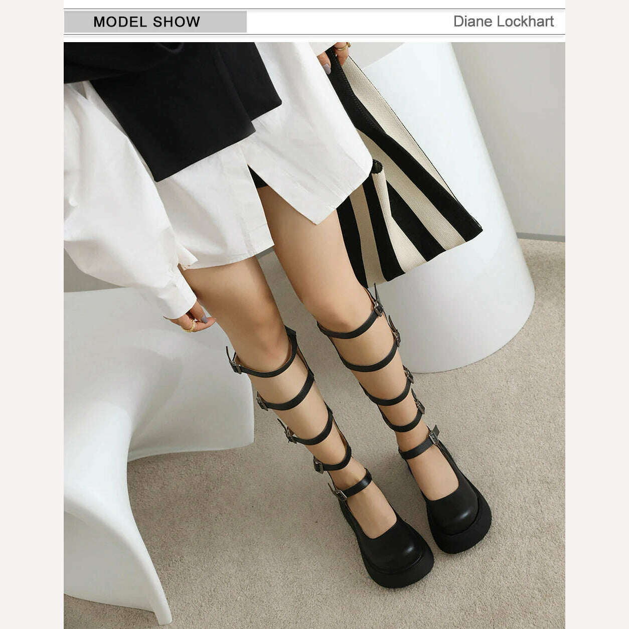 Girl Wedges Thick Platform Mary Janes Women Shoes Buckle Hollow Motorcycle Cool Boots Sandals New Designer Lolita Women Shoes - KIMLUD
