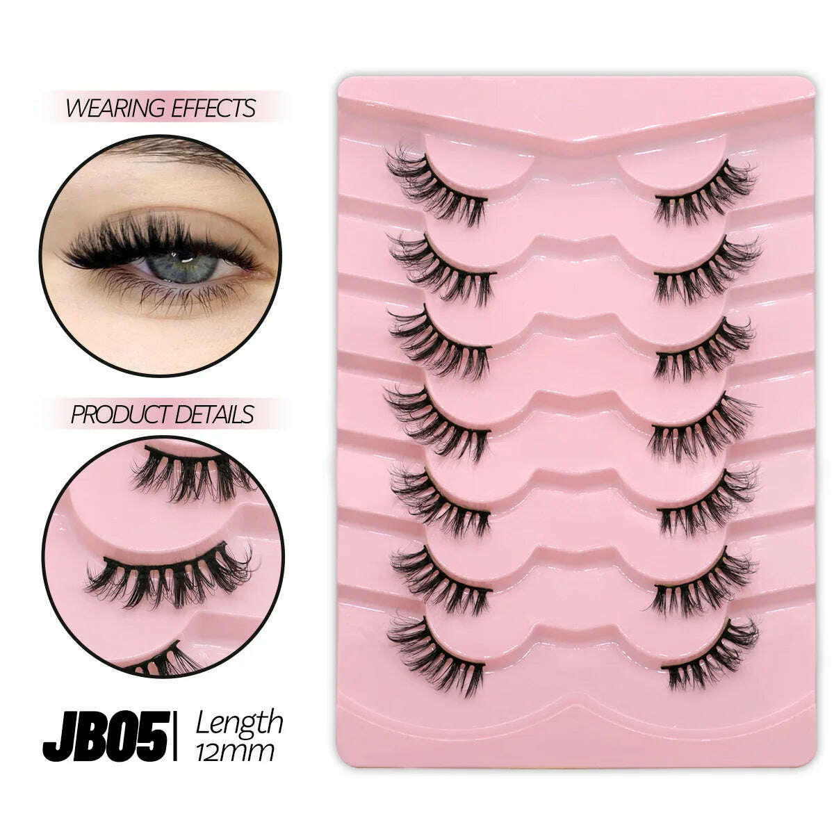 GROINNEYA Half Lashes Half Lashes Soft Natural Clear Band Lashes Natural Look Faux Mink Wispy Mink Eyelashes Extension Makeup - KIMLUD