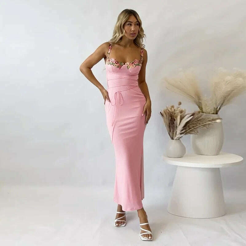 Hawthaw Women Elegant Pary Club Evening Birthday Streetwear Bodycon Midi Dress 2024 Summer Clothes Wholesale Items For Business - KIMLUD