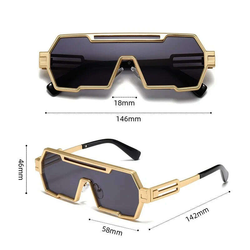KIMLUD, Heavy Metal Steampunk Sunglasses For Men Square Vintage Punk Fashion Glasses Retro Gafas De Sol Hombre Lunette De Soleil Homme, KIMLUD Womens Clothes