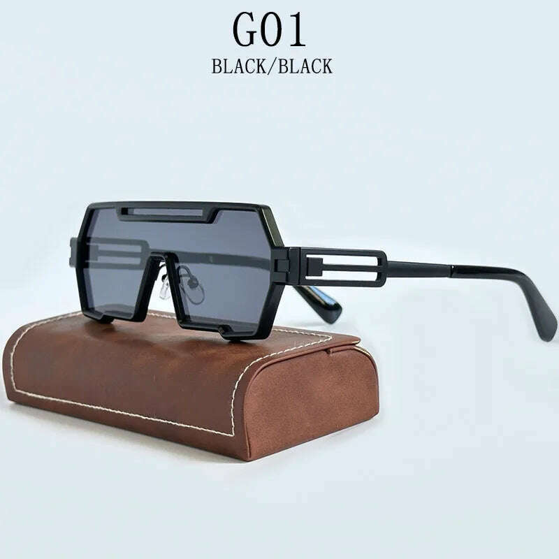 KIMLUD, Heavy Metal Steampunk Sunglasses For Men Square Vintage Punk Fashion Glasses Retro Gafas De Sol Hombre Lunette De Soleil Homme, G01 / CHINA / As The Picture, KIMLUD APPAREL - Womens Clothes