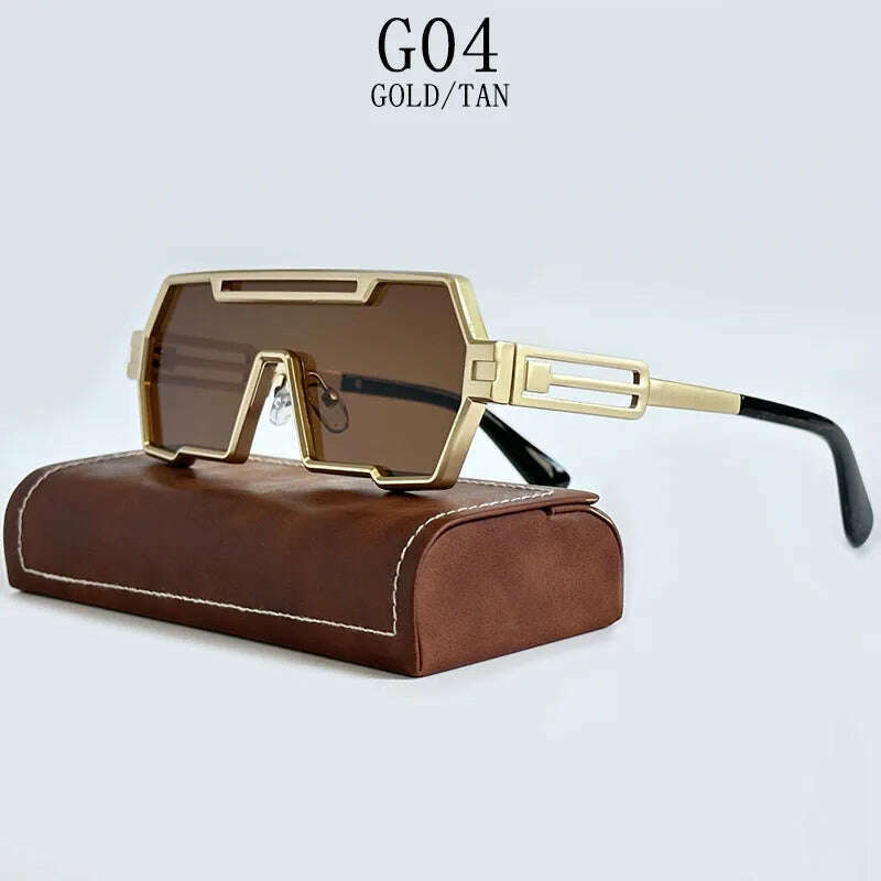 KIMLUD, Heavy Metal Steampunk Sunglasses For Men Square Vintage Punk Fashion Glasses Retro Gafas De Sol Hombre Lunette De Soleil Homme, G04 / CHINA / As The Picture, KIMLUD APPAREL - Womens Clothes