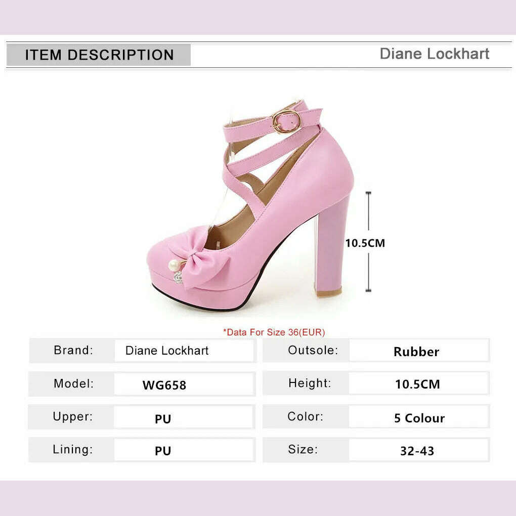 KIMLUD, High Heels Women 2024 Trend Chunky Heels Platform Lolita Mary Jane Elegant Party Korean Shoes Dress White The Glossy Fashion, KIMLUD Womens Clothes